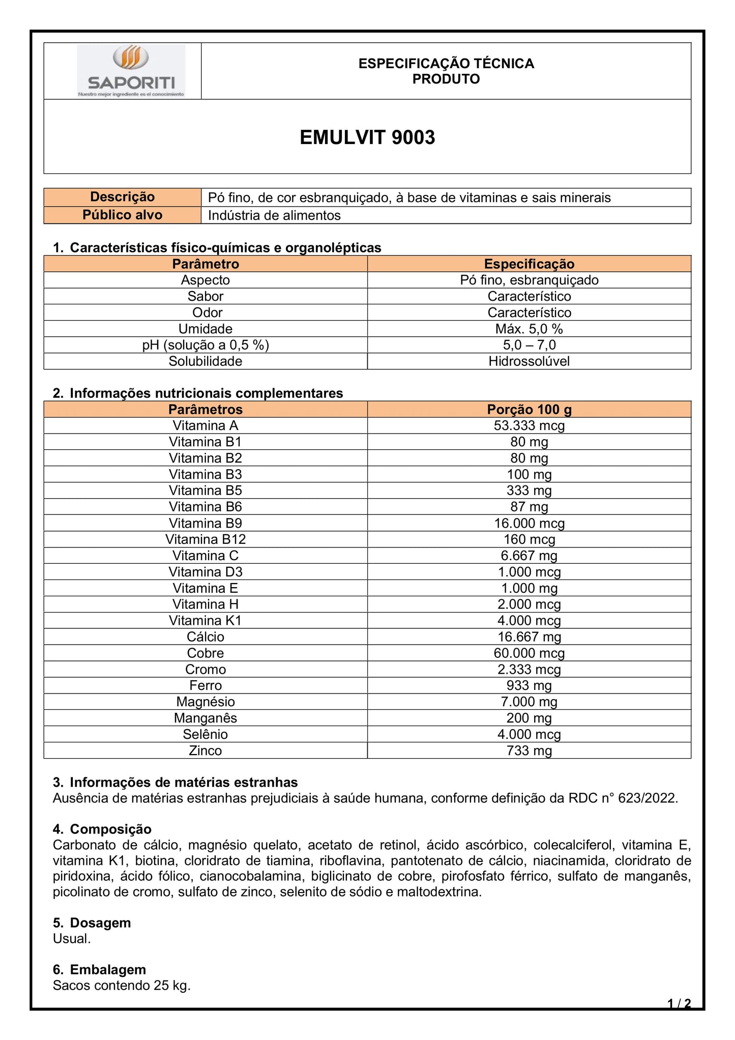 BEST Multivitamínico EMULVIT 9003 a Granel